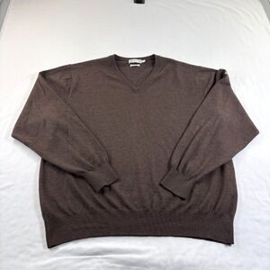 Peter Millar Sweater Mens XL Brown Merino Wool V-Neck Pullover Golf Stretch